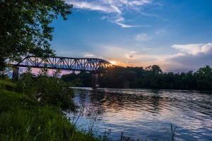 Tuscaloosa, Black Warrior River, Railroad Bridge, Sunset